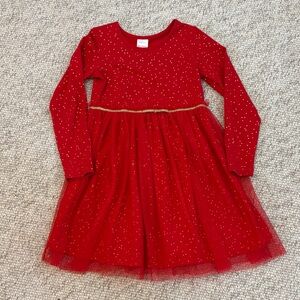 Hanna Andersson Red and Gold Dress, size 6-7